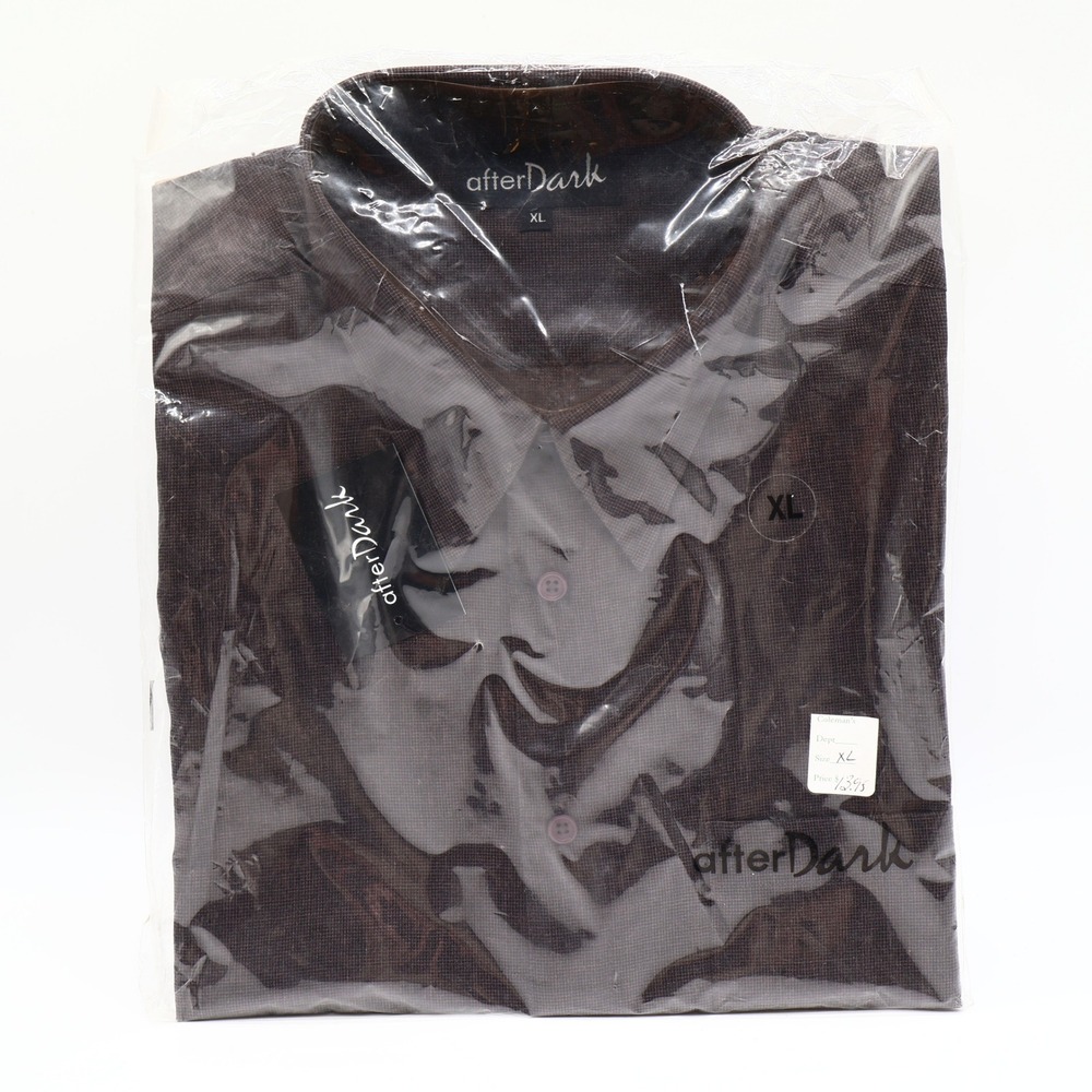 Vintage/Y2K Deadstock After Dark Shirt XL Brown Burgundy Band Collar